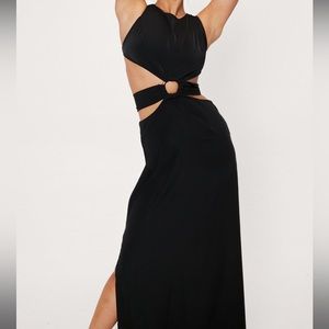 Size 6 NastyGal Belted Cut Out Detail Racer Neck Maxi Dress
